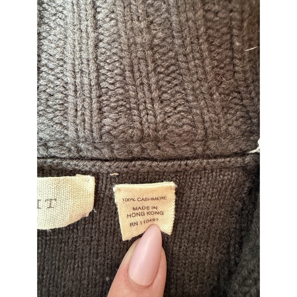 Inhabit Men's 100% Cashmere Brown Sweater With Buttons Old Money Acedamia Sz L - Picture 6 of 7